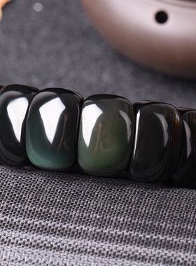 三缘证宝黑曜石手排霸气款男友