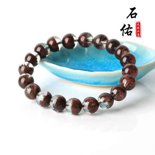 收藏级天然红幽灵聚宝盆单珠无孔圆珠diy招财水晶散珠多宝手链 - 图0
