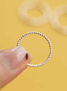 s925纯银气质闪刻面小指极细尾戒