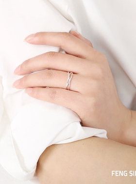 烽之银925银戒指女多层小清新