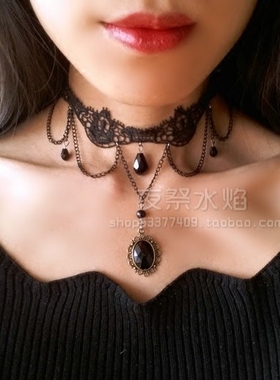 欧美舞会黑色蕾丝项链