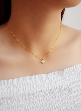 纯银18k金迷你简约日韩四叶草