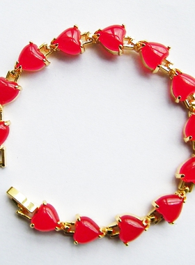 天然玉石红色镶嵌手链原创设计