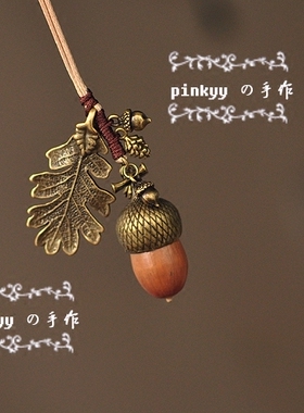 森系复古文艺范天然橡果项链