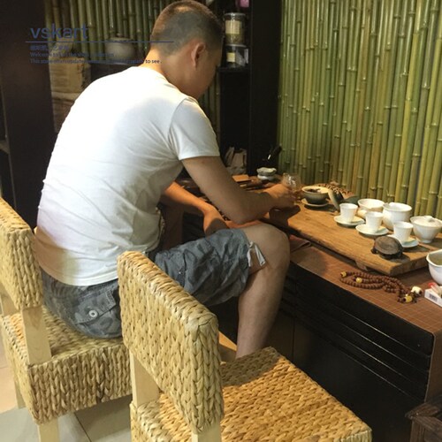 草编坐凳田园乡村矮凳藤编换鞋凳子沙发凳坐墩时尚实木小圆凳家用 - 图2