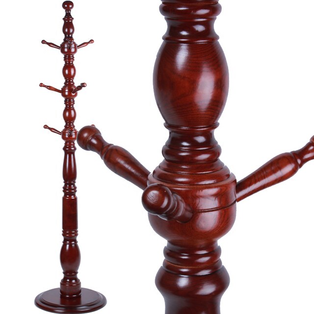 Solid wood coat rack floor-standing clothes rack European and new medium-sized bedroom vertical home living room indoor single dry clothes rack
