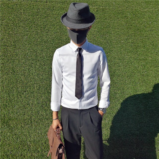 British Style New Korean Style Slim Fit No-Iron Casual Shirt