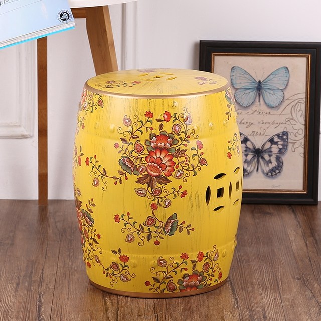 American Country Painted Ceramic Retro Shoe Changing Stool