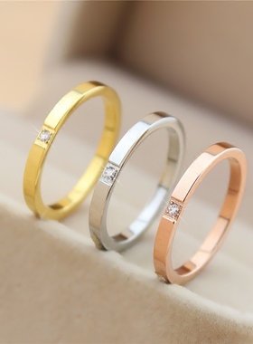 轻奢钻石chic时尚个性钛钢戒指