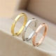 Phong cách Nhật Bản sang trọng kim cương sang trọng nhẫn tối giản nữ sinh viên cá tính thép titan vàng hồng phần tốt vòng đuôi ngón tay nhỏ lưới màu đỏ - Nhẫn nhẫn bạch kim nam Nhẫn