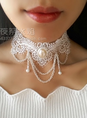 欧式新娘镂空蕾丝手工淑女风项链
