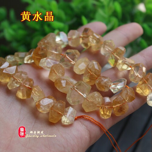 天然水晶原矿石 16-22mm粉晶柠檬晶黄水晶碎石 DIY饰品配件散珠 - 图1