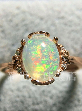 白金玫瑰欧泊镀包邮S925纯银指环