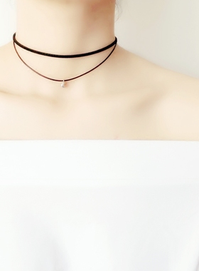 choker纯银月亮黑色项圈脖子饰品