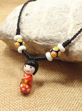 手作风日式琉璃和服宝宝款项链