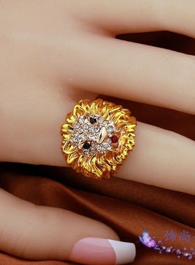 欧美风金色夸张夜店表演大戒指