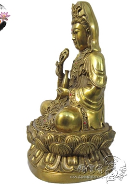 观音菩萨雕像纯铜质净瓶三皇姑