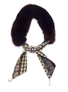 韩国进口兔毛可系蝴蝶结项链