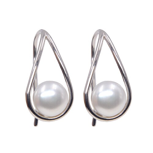 天然淡水真珍珠耳钩耳坠女款气质个性镂空高跟925纯银耳环 - 图3