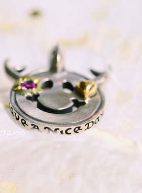 涂鸦鹿角情侣项链925银礼物吊坠