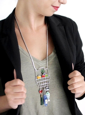 法国TARATATA SAISONS水果篮子酒创意夸张吊坠女士项链