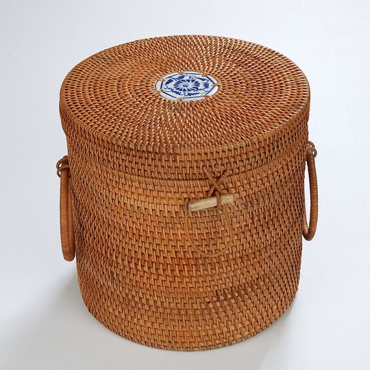Vietnamese handmade rattan moisture-proof tea cans large size 7 cakes