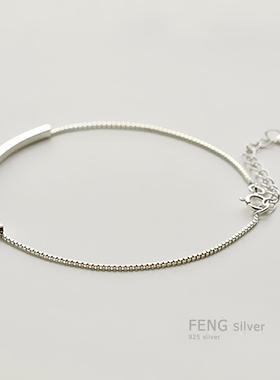 结婚手链烽之银纯银方管同款女
