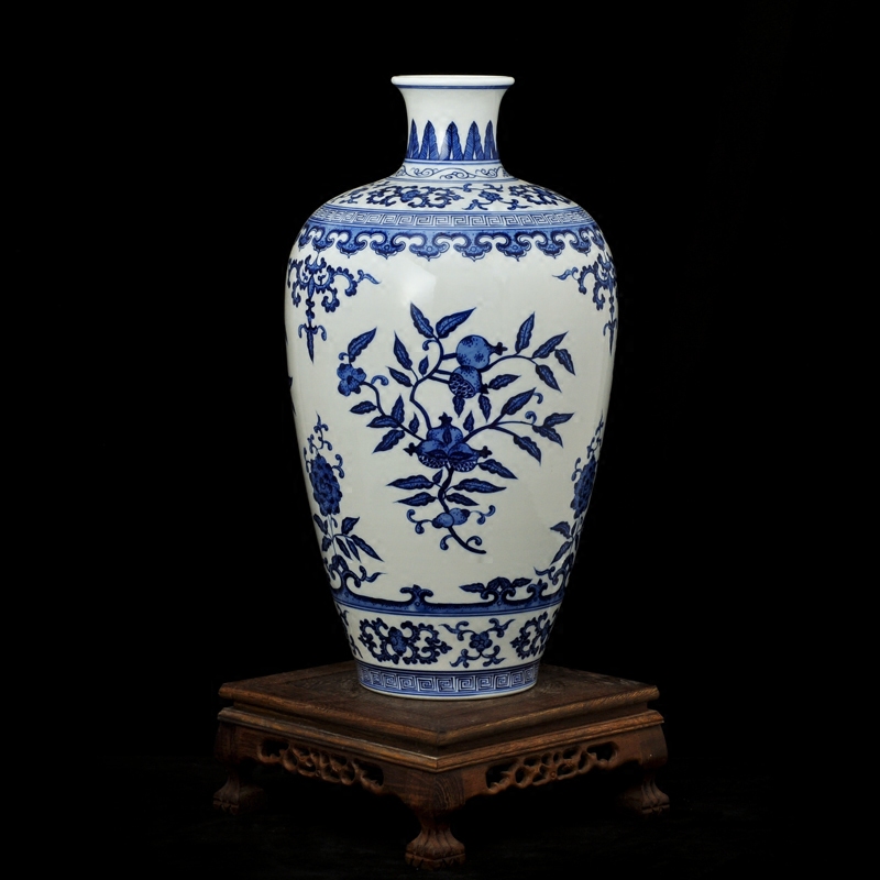 景德镇陶瓷画精品仿古青花瓷花瓶 纯手工制作绘瓷器家居装饰摆件