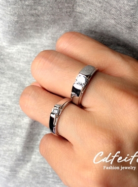 情侣轻奢订婚小众设计风假钻戒