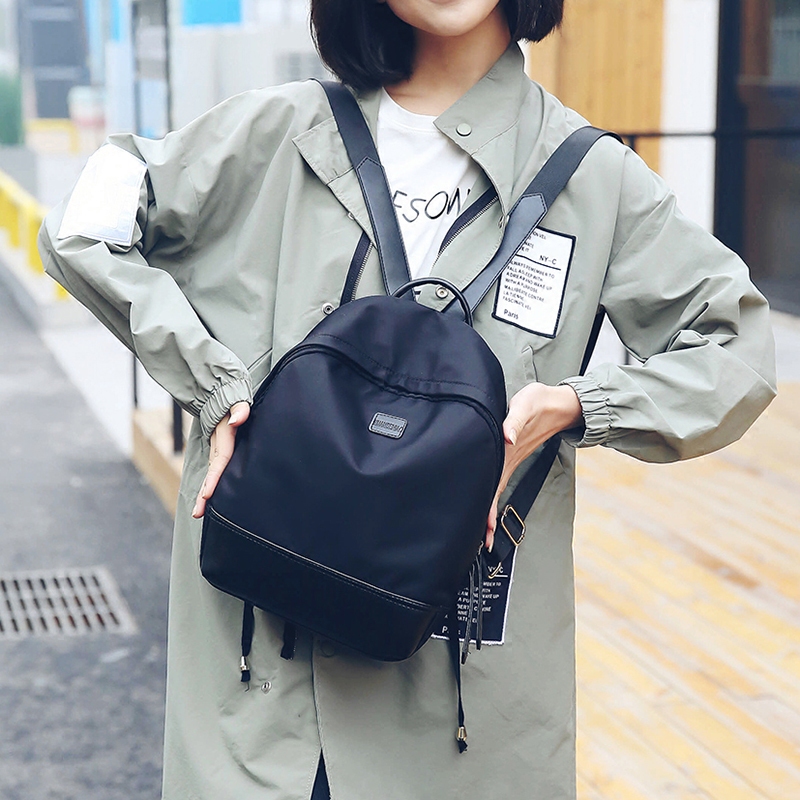 夏新款牛津布雙肩包女韓版簡約純色揹包學院風尼龍防水休閒旅行包