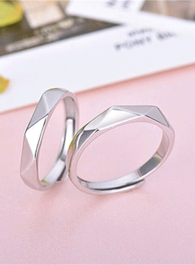 歌手毛不易同款戒指菱面开口925纯银光面指环简约个性男女ins火潮