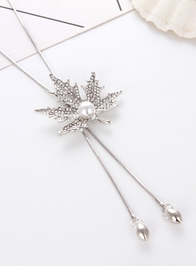 长款毛衣链树叶子韩国流苏吊坠