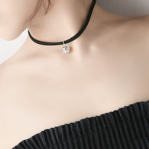 Колокольчик, ожерелье, цепочка до ключиц, подвеска, ретро чокер для школьников, серебро 925 пробы, популярно в интернете