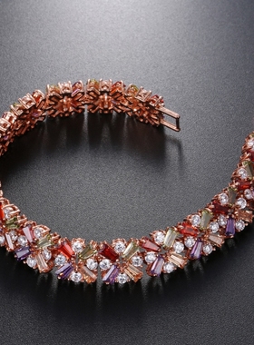 镶钻彩色锆石奢华风超闪水晶手链