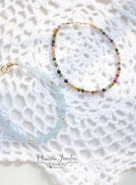 原创极纤细抛光闪碧玺天然女简约