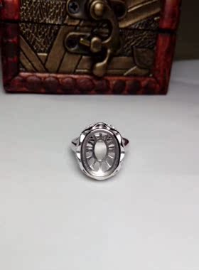 925银镀白金卷边活口戒指水钻