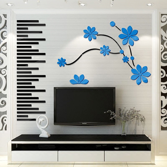 亚克力3d立体墙贴创意画客厅电视背景墙壁贴纸自粘墙贴墙面花装饰