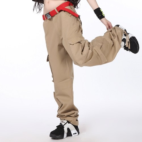 嘻哈hiphop街舞宽松多袋裤工装休闲女裤运动裤街头滑板潮流女裤 - 图1