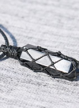 原创天然黑曜石项链男