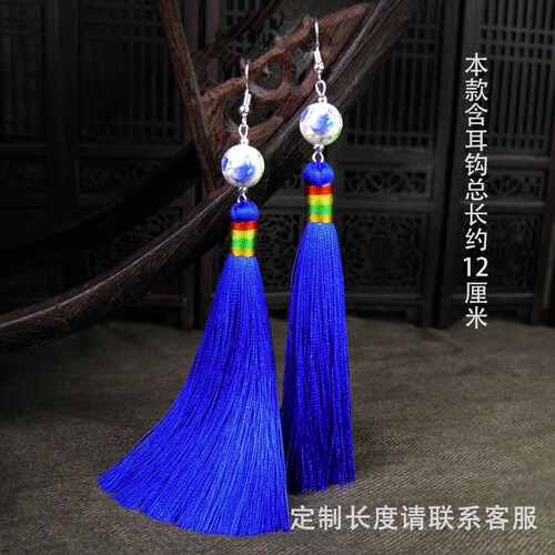 云南复古民族风耳坠中国风长款流苏耳环超仙波西米亚古装仙女耳环 - 图2