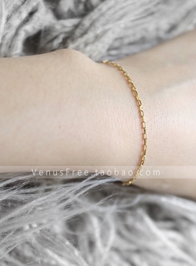 包邮进口14k欧美风方盒金手链