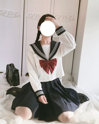 春秋日系正版jk制服校供感基础款白三本水手服套装学院风文艺少女 - 图2
