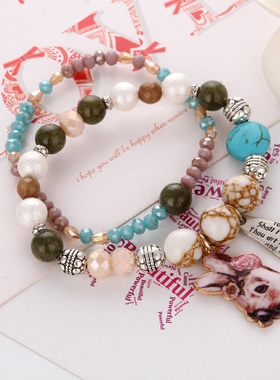 兔子时尚个性风串珠两件套首饰品