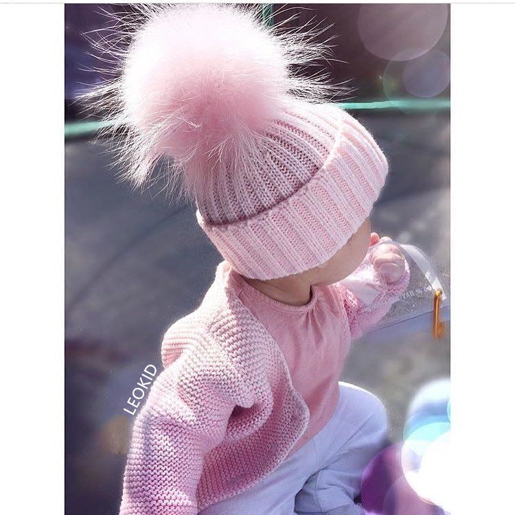 Leokid秋冬款超大貉子毛球球女宝宝毛线帽婴儿羊毛套头帽儿童帽子,淘宝优惠券,粉丝福利购,淘宝优惠卷