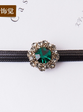 韩版镶钻花朵短款多色项链新品