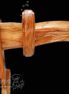 九环大刀桃木质风水摆件复古