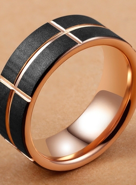钨金男士戒指潮日韩玫瑰金指环