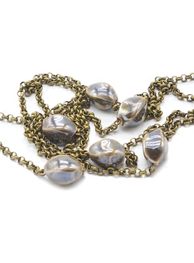 长款手工褐色陶瓷毛衣项链