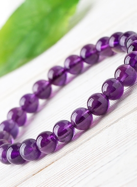 乌拉圭天然紫水晶手串浓紫高品质