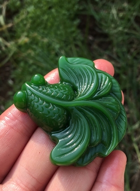 外蒙料金玉满堂菠菜绿吊坠送证书